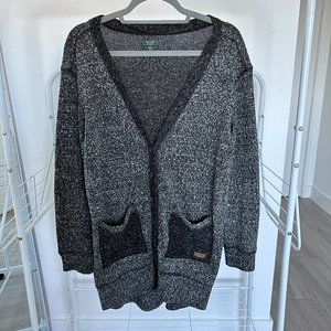 ROOTS Slouchy Cardigan - Salt & Pepper - Size M